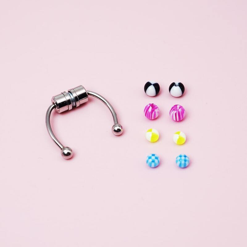 

1pc Nose Ring & 8pcs Replacement Ball Head, Multicolor
