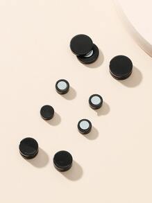 3pairs Men Magnetic Earrings - Black - View 2