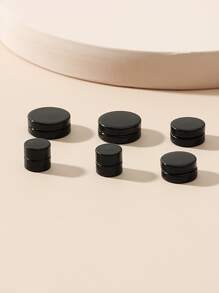 3pairs Men Magnetic Earrings - Black - View 3