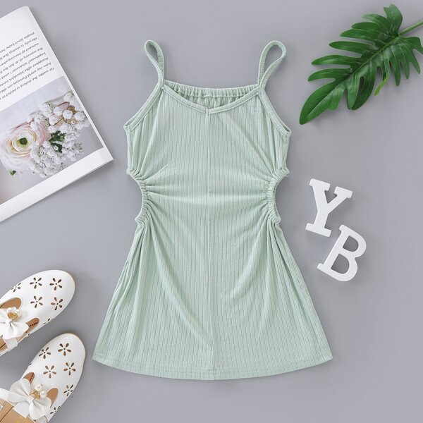 

Toddler Girls Solid Cut Out Cami Dress, Green