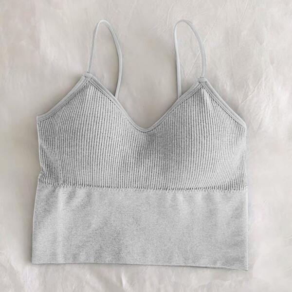 

Girls Rib-knit Wide Band Bralette, Grey