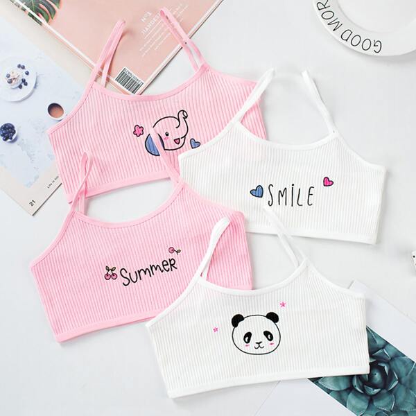 

для девочек 4шт Бралетт с мультипликационным узором, Многоцветный