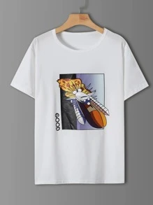 Manfinity Men Cartoon Graphic Tee - White - View 1