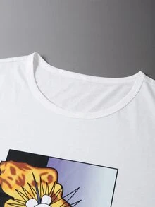 Manfinity Men Cartoon Graphic Tee - White - View 4