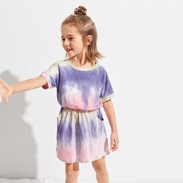 

Toddler Girls Tie Dye Dual Pocket Dress, Multicolor