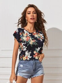SHEIN LUNE 蝙蝠袖印花上衣 - 彩色 - 查看 3