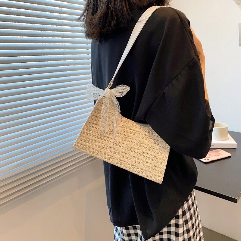 

Woven Shoulder Bag, Beige