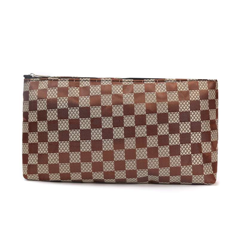 

Checkered Makeup Bag, Brown