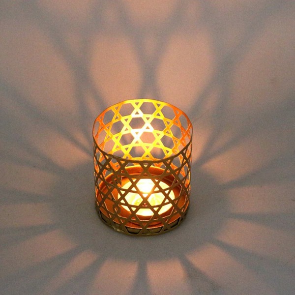 

1pc Hollow Candle Holder, Gold