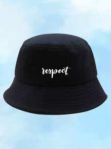 男士字母圖案漁夫帽 - 黑色 - 查看 1