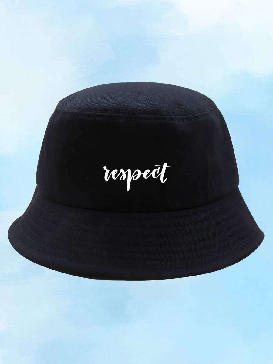 男士字母圖案漁夫帽 - 黑色 - 查看 1