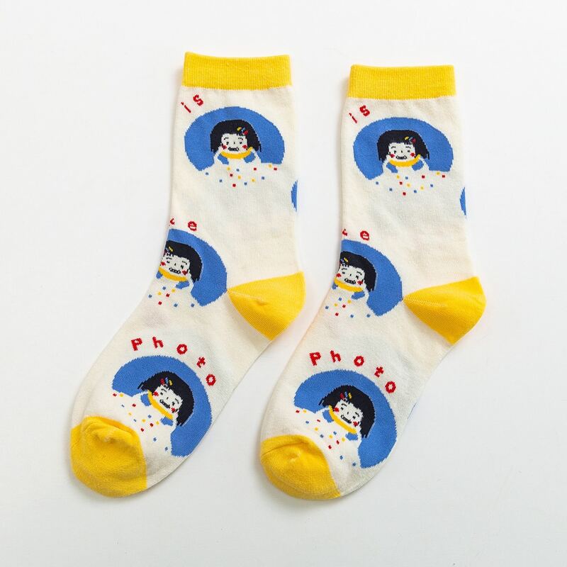 

Cartoon Graphic Crew Socks, Multicolor