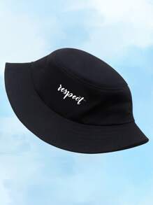 男士字母圖案漁夫帽 - 黑色 - 查看 2