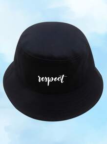 男士字母圖案漁夫帽 - 黑色 - 查看 3