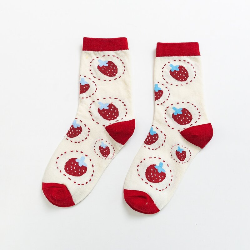 

Strawberry Graphic Crew Socks, Multicolor