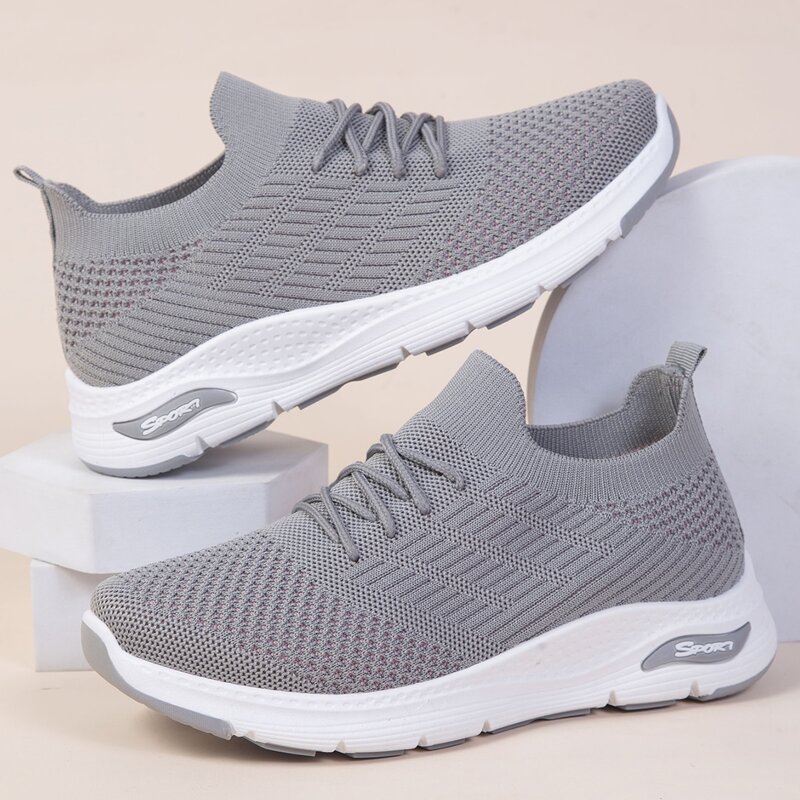 

Lace-up Decor Running Shoes, Grey