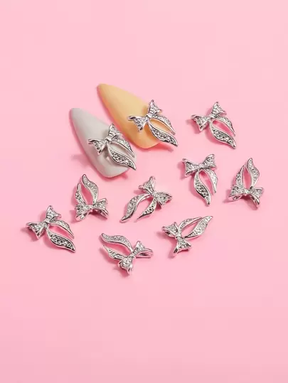 10Pcs Bowknot Nail Art Decoration Diy Nail Charms Nail Gems Nail Supplies Nails