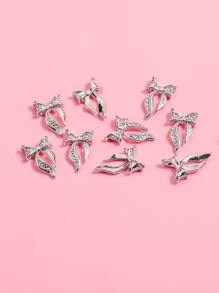 10 chiếc nơ trang trí móng tay nghệ thuật DIY Phụ kiện trang trí móng tay Đá quý trang trí móng tay - Bạc - Xem 2