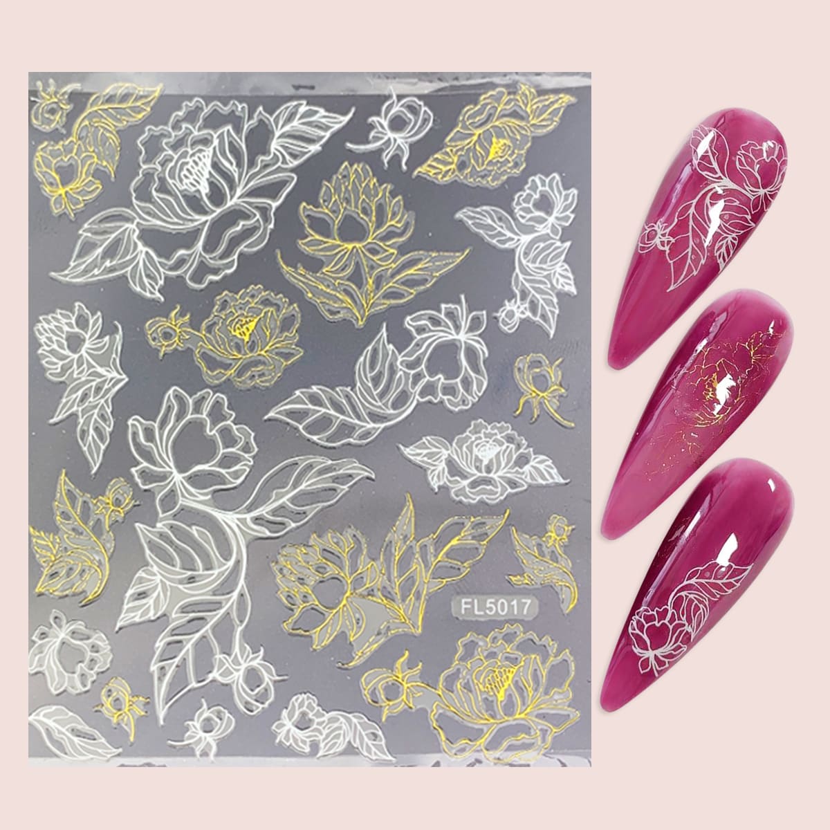 

1sheet Flower Pattern Nail Sticker, Multicolor