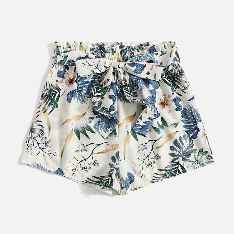 

Floral Print Belted Romper, Multicolor