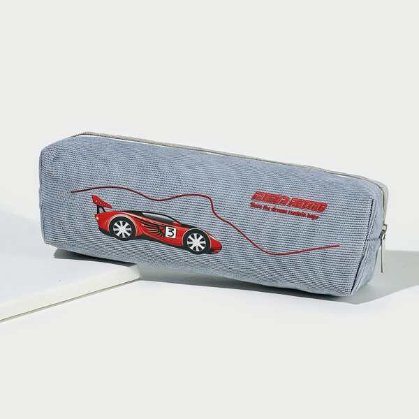 

Car Print Pencil Case, Dusty blue