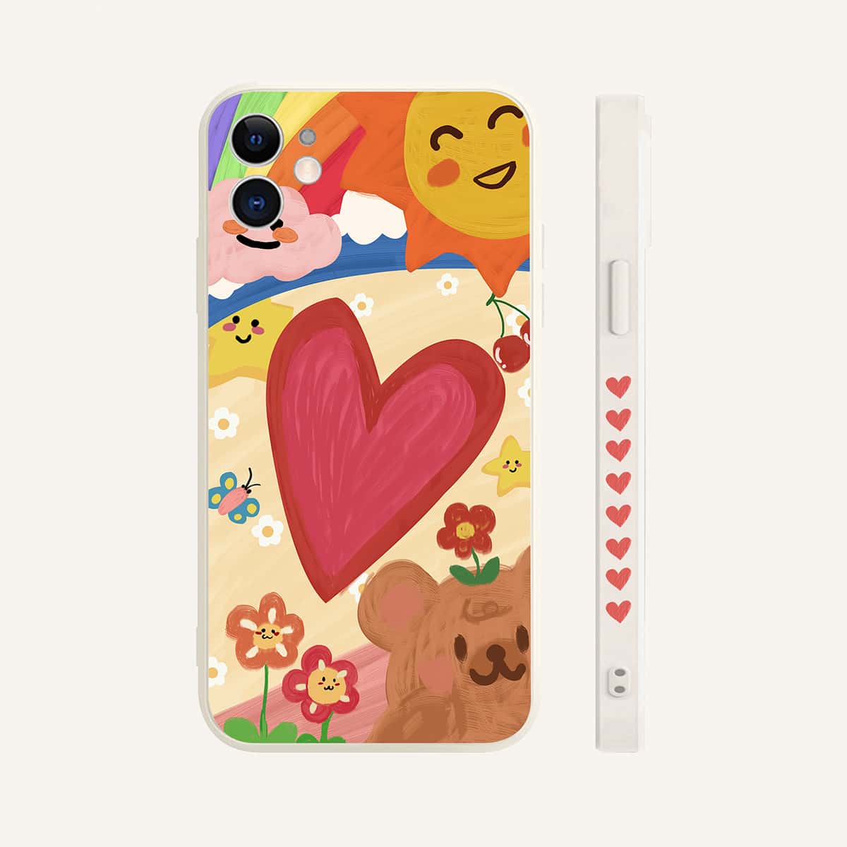 

Heart Graphic Phone Case, Multicolor