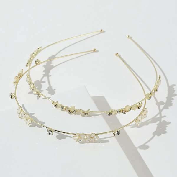 

2pcs Rhinestone Decor Hair Hoop, Multicolor