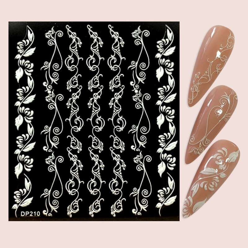 

1sheet Graphic Nail Sticker, White