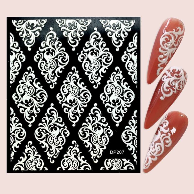 

1sheet Graphic Nail Sticker, White