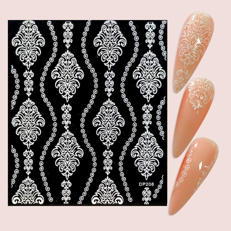 

1sheet Graphic Nail Sticker, White