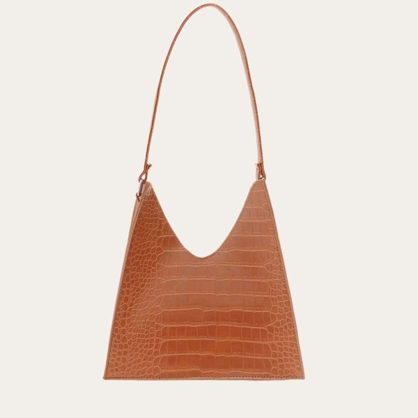 

Minimalist Croc Embossed Shoulder Bag, Brown