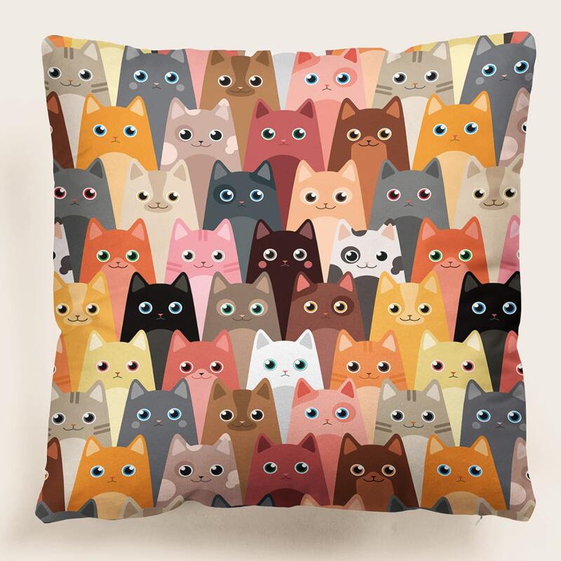

Cartoon Cat Cushion Cover Without Filler, Multicolor