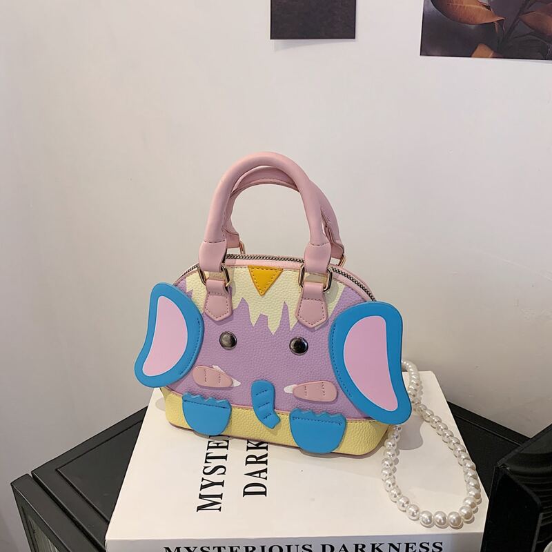 

Cartoon Elephant Design Dome Bag, Pink