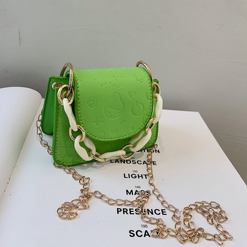 

Mini Chain Satchel Bag, Green