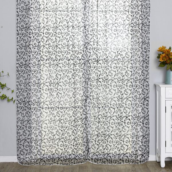 

Graphic Print Single Panel Curtain, Black