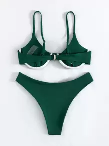 SHEIN Swim 夏日沙灘肋骨下線胸墊比基尼套裝