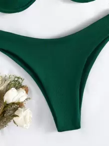 SHEIN Swim 夏日沙灘肋骨下線胸墊比基尼套裝