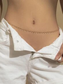 Moon Tassel Charm Waist Chain - Yellow Gold - View 1