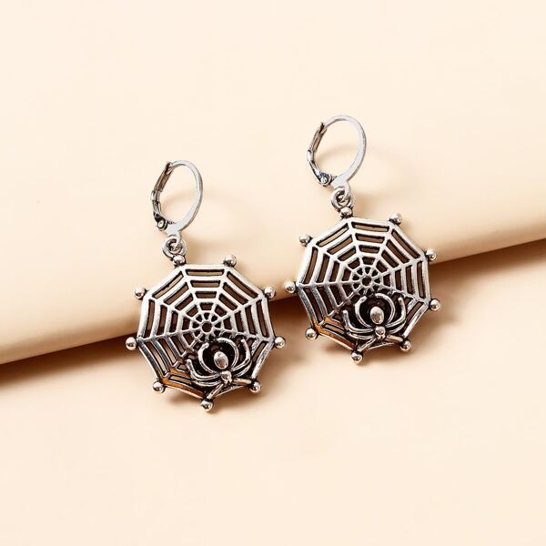 

Spider Web Drop Earrings, Silver