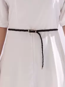 PU Braided Belt - Black - View 1