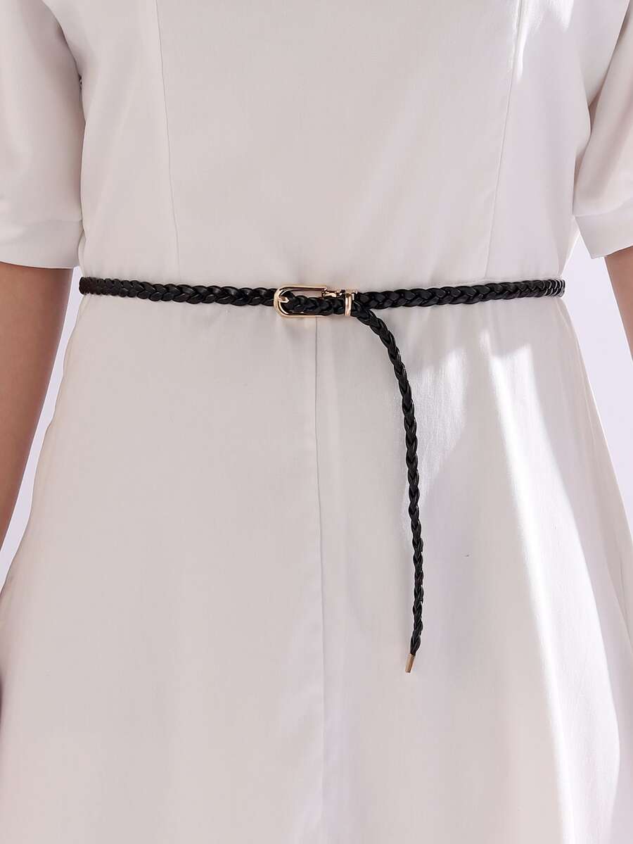 PU Braided Belt - Black - View 1