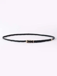PU Braided Belt - Black - View 2
