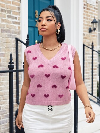 Pull sans manches avec motif cœur