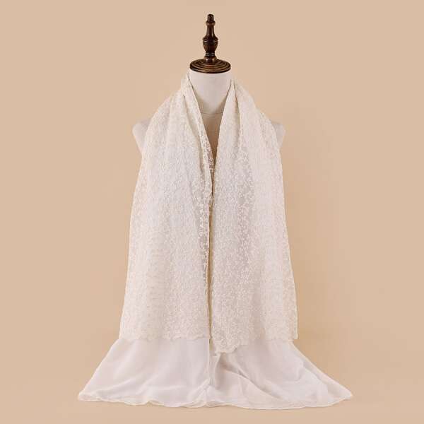 

Embroidery Detail Scarf, White