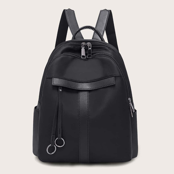 

Minimalist Ring Decor Backpack, Black
