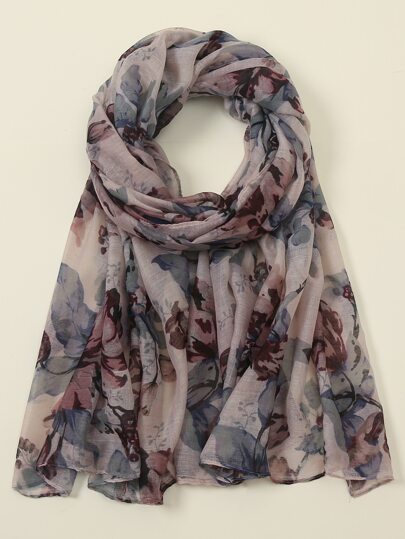 1pc Flower Print Scarf Elegant Lightweight For Casual Weekend Wear Winter Fall Valentine's Day