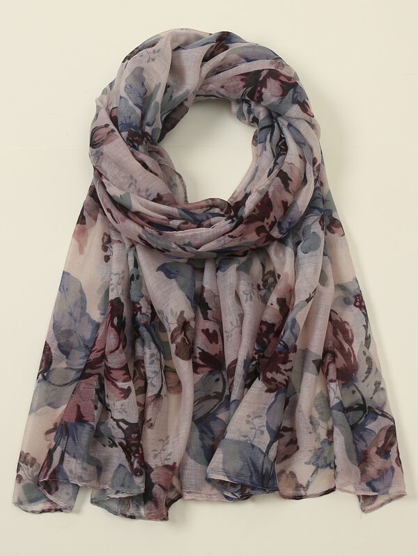 1pc Flower Print Scarf Elegant Lightweight For Casual Weekend Wear Winter Fall Valentine's Day