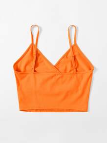 SHEIN EZwear Neon Orange Wrap Detail Solid Cami Top - Orange - View 2