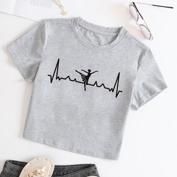 

Figure Graphic Round Neck Tee, Light grey