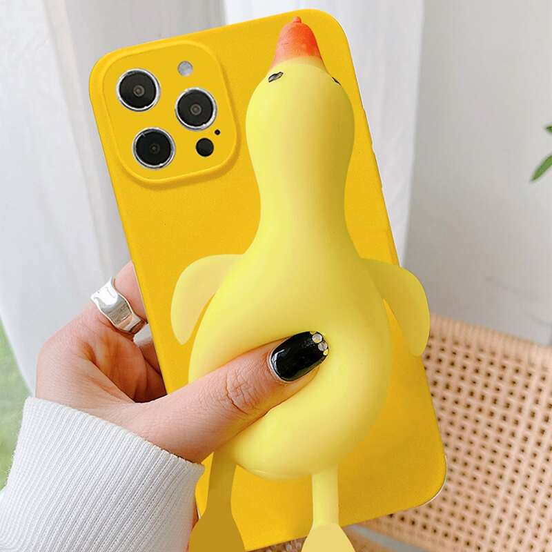 

1pc Duck Decor Phone Case, Yellow